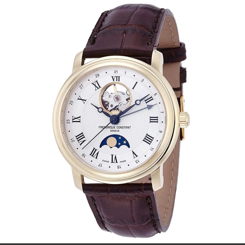 Frederique Constant Mens Gold Moonphase Watch